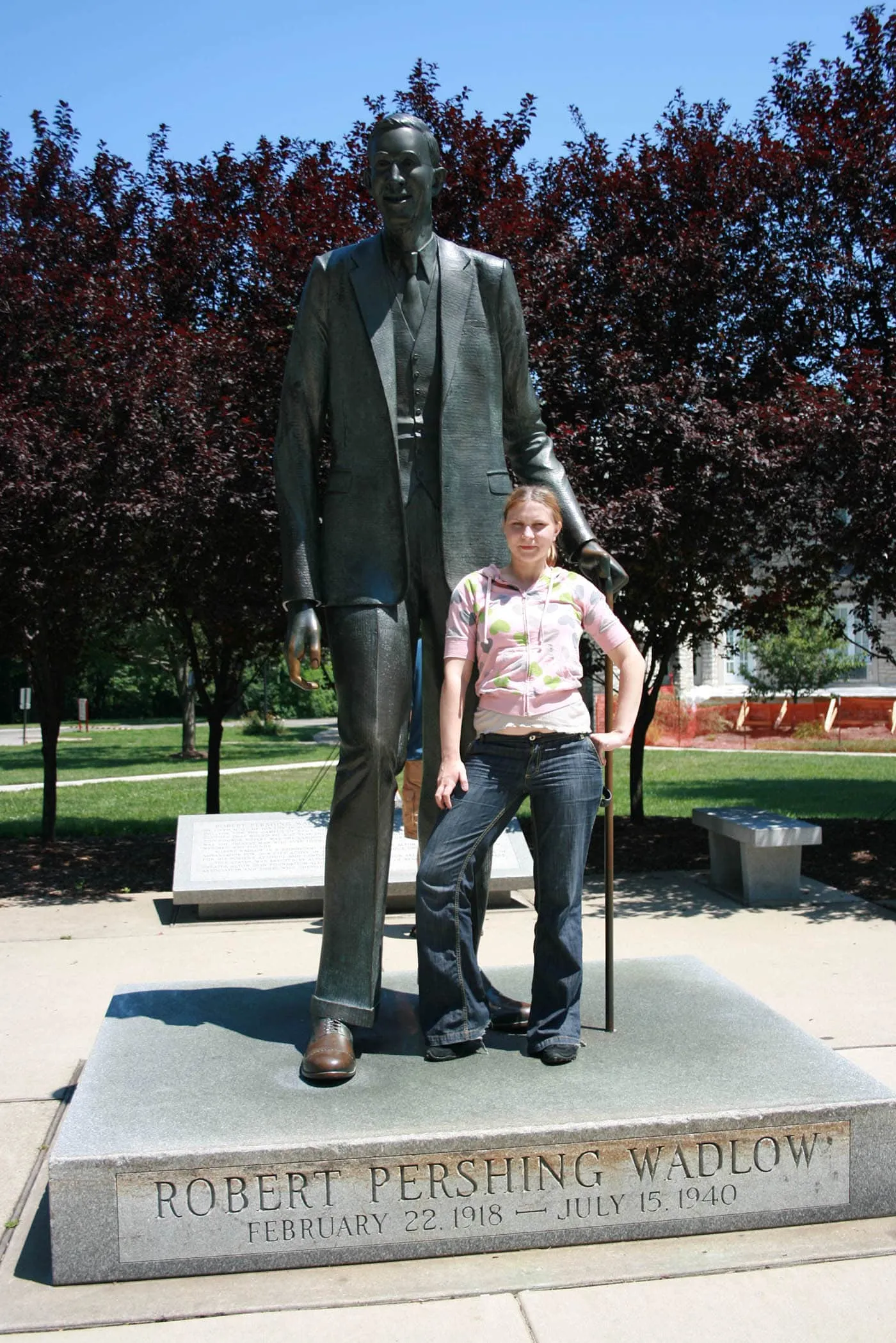 Statue of Robert Wadlow, the world's tallest man, in Alton, Illinois.