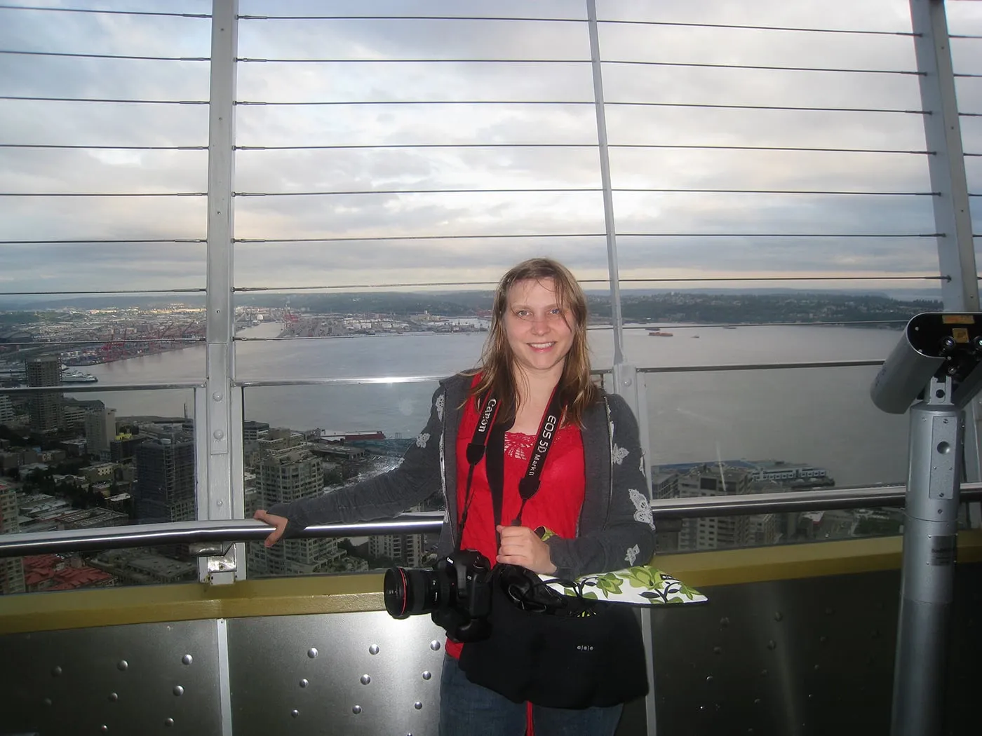 Val at the Space Needle in Seattle, Washington.