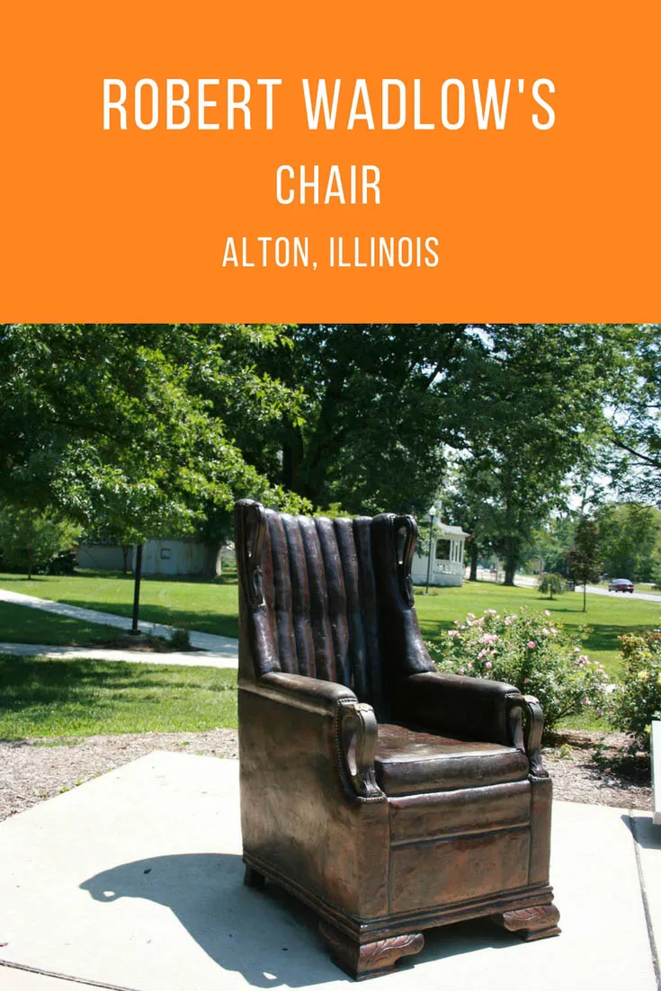 A replica of Robert Wadlow's Chair. The chair used by the world's tallest man, Robert Wadlow, in Alton, Illinois and stands next to his statue. Visit this weird roadside attraction on an Illinois road trip and add it to your bucket lists and travel itineraries of things to do in Illinois.
#IllinoisRoadsideAttractions #IllinoisRoadsideAttraction #RoadsideAttractions #RoadsideAttraction #RoadTrip #IllinoisRoadTrip #IllinoisRoadTripItinerary #WeirdRoadsideAttractions #RoadTripStops