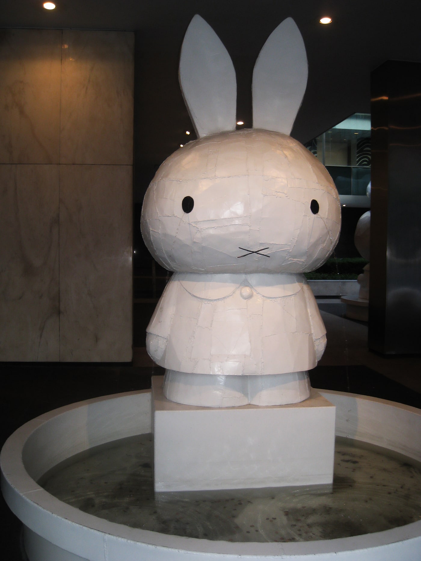 Miffy Hello Kitty Statues at the Lever House Art Collection in New York City.