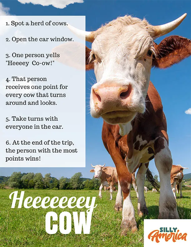 Hey Cow! - Road Trip Car Games! Free downloadable sheets.