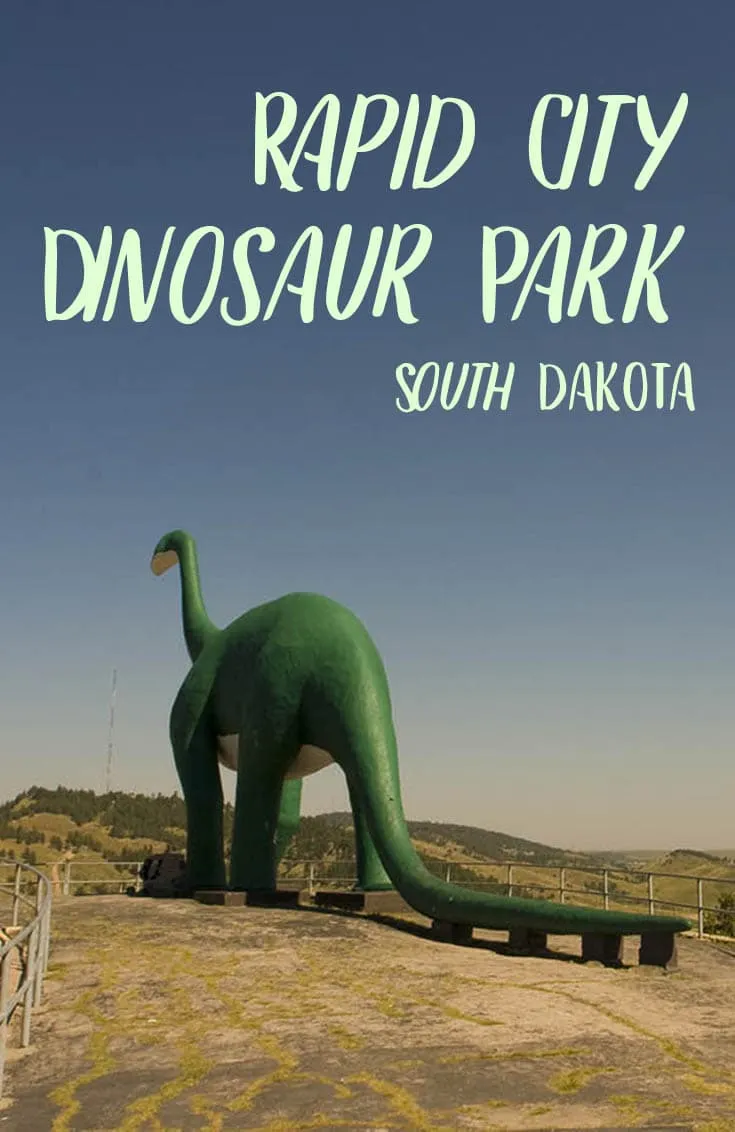 Photos of Rapid City Dinosaur Park - a park full of green and white dinosaur sculptures in Rapid City, South Dakota. It's a JURASSIC roadside attraction! Stop at this travel destination on the way to Crazy Horse, the Black Hills, or Mount Rushmore on a South Dakota road trip with kids, family, or friends.
#SouthDakotaRoadsideAttractions #SouthDakotaRoadsideAttraction #RoadsideAttractions #RoadsideAttraction #RoadTrip #SouthDakotaRoadTrip #ThingsToDoInSouthDakota #WeirdRoadsideAttractions