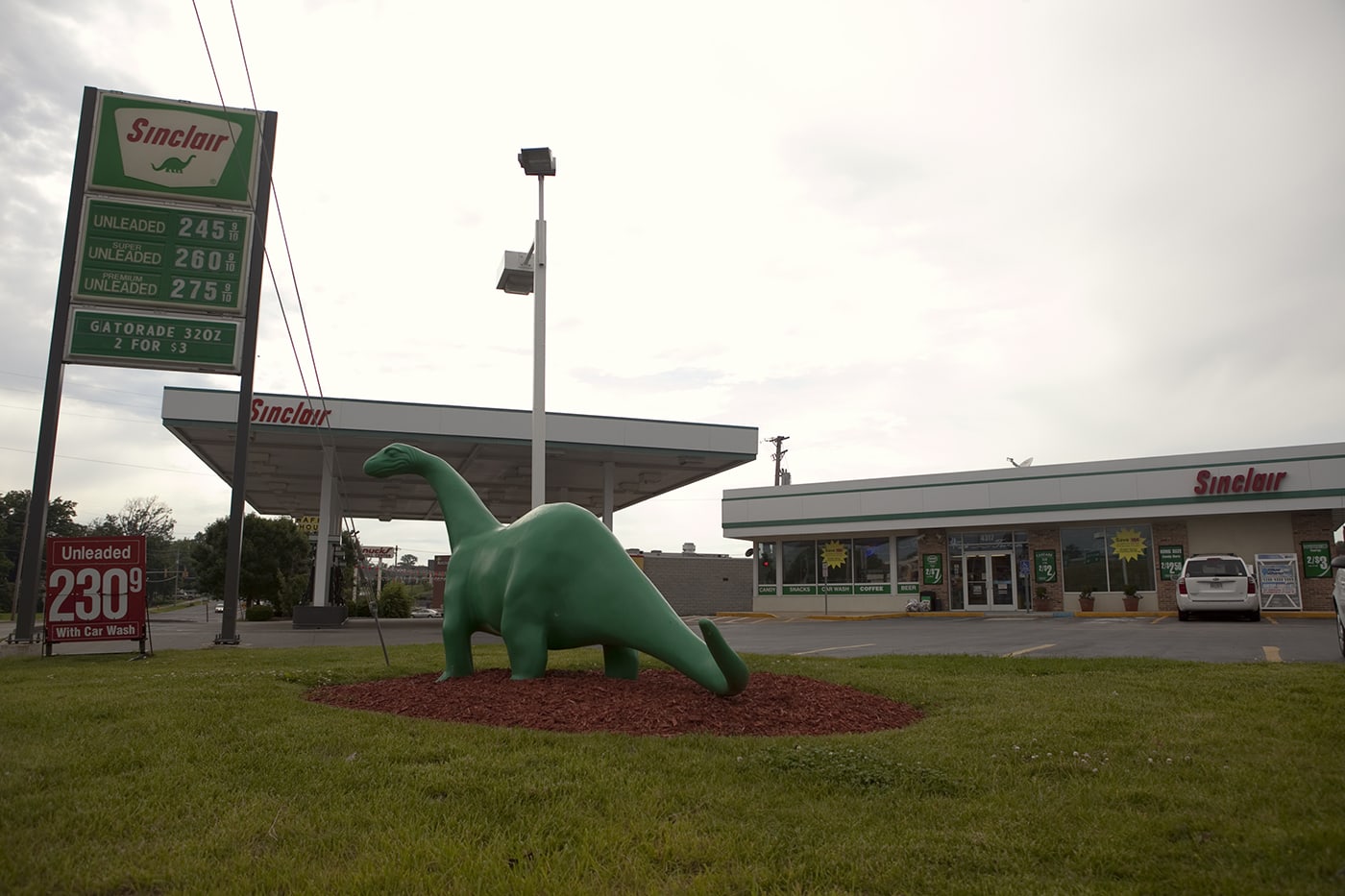 Sinclair Oil Dinosaur at a Sinclair gas station in St. Louis, Missouri