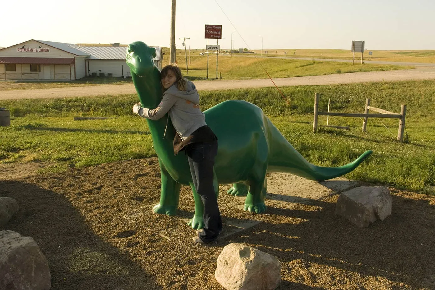 Dinosaur Roadside Attractions - The Sinclair Oil Dinosaur at a Gas Station in South Dakota.