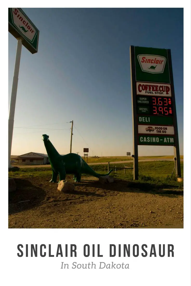 The Sinclair Oil Dinosaur is the iconic mascot of the Sinclair gas station. I visited my first at a stop on a South Dakota road trip. And I gave that dino a big hug! Add see a Sinclair dinosaur to your road trip bucket lists and travel itineraries for a fun family vacation stop!
#SouthDakotaRoadsideAttractions #SouthDakotaRoadsideAttraction #RoadsideAttractions #RoadsideAttraction #RoadTrip #SouthDakotaRoadTrip #ThingsToDoInSouthDakota #SouthDakotaFamilyVacations #SouthDakotaAwesomeRoadTrip