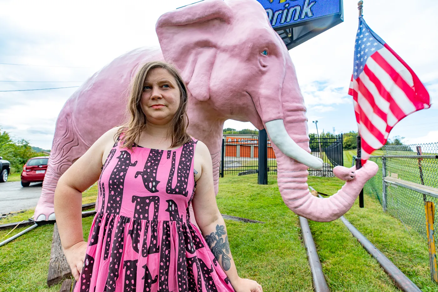 Large Pink Elephant in Fenton, Missouri roadside attraction