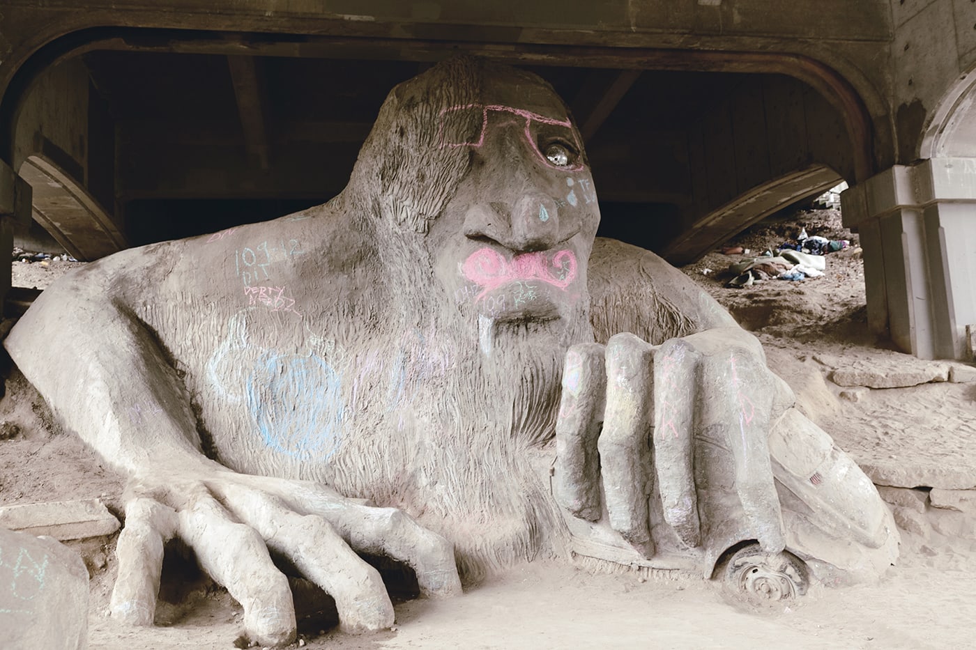 The Fremont Troll, a roadside attraction in Seattle, Washington.