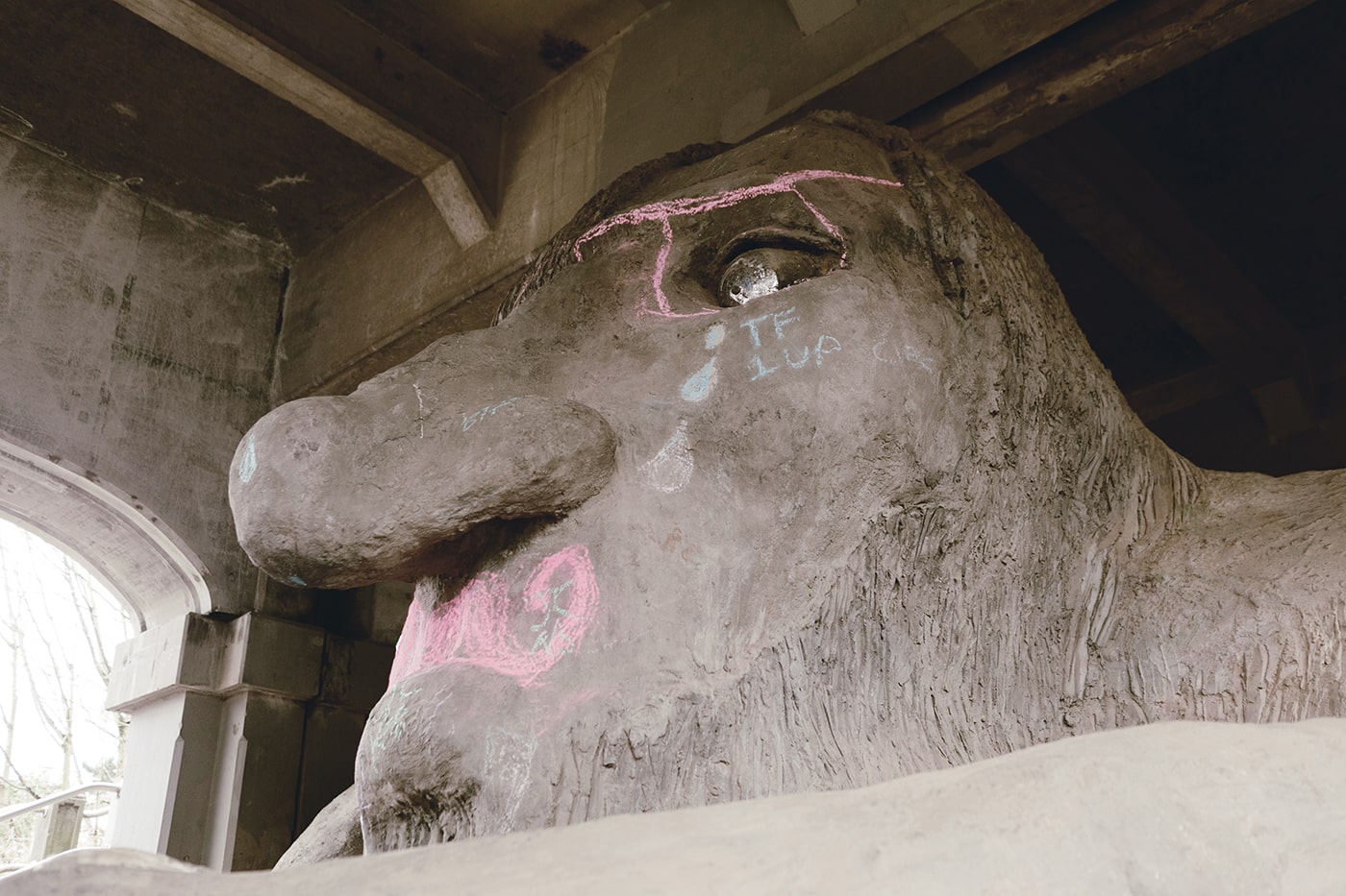 The Fremont Troll, a roadside attraction in Seattle, Washington.