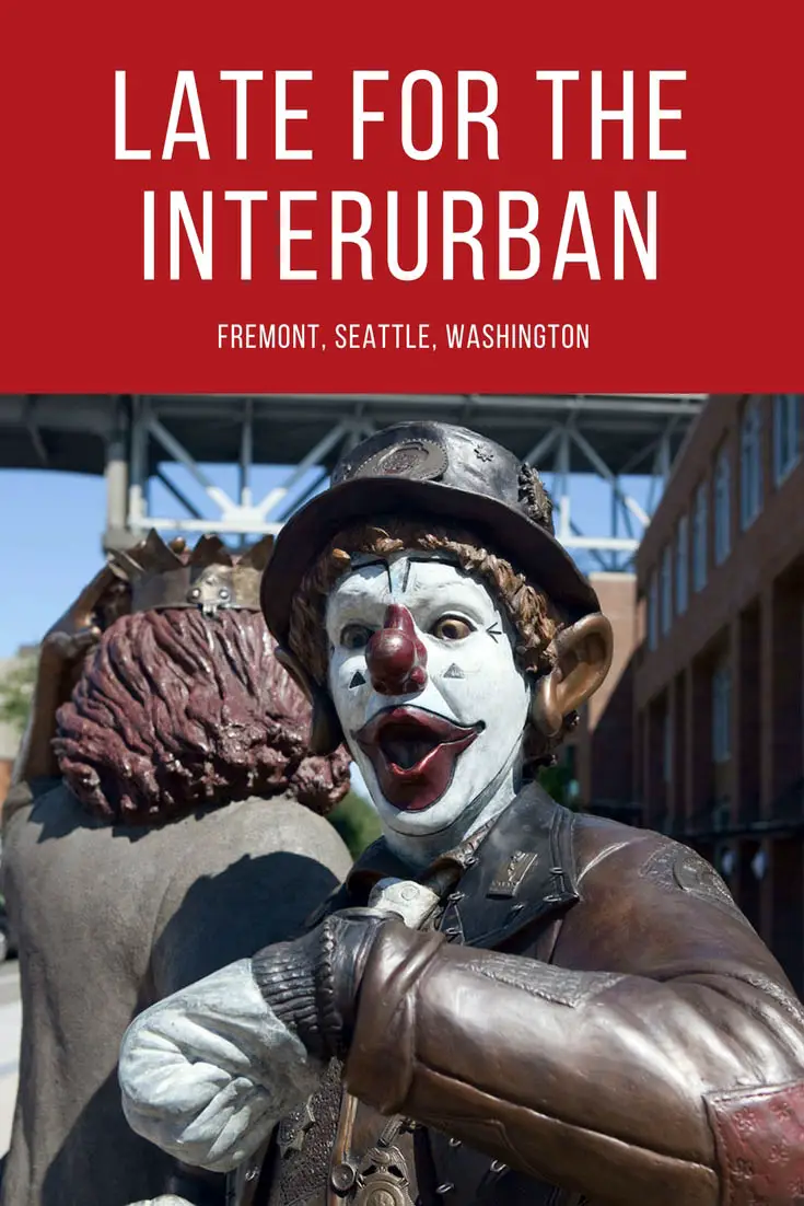 Late for the Interurban is a statue depicting clowns from the J.P. Patches Show near the Waiting for the Interurban statue in Fremont, Seattle, Washington. Visit this weird roadside attraction on a Washington road trip or Seattle vacation. Add a stop in Fremont to you travel itinerary and bucket list.
#WashingtonRoadsideAttractions #WashingtonRoadsideAttraction #RoadsideAttractions #RoadsideAttraction #RoadTrip #WashingtonRoadTrip #WashingtonBucketList #SeattleTravel #SeattleRoadTrip