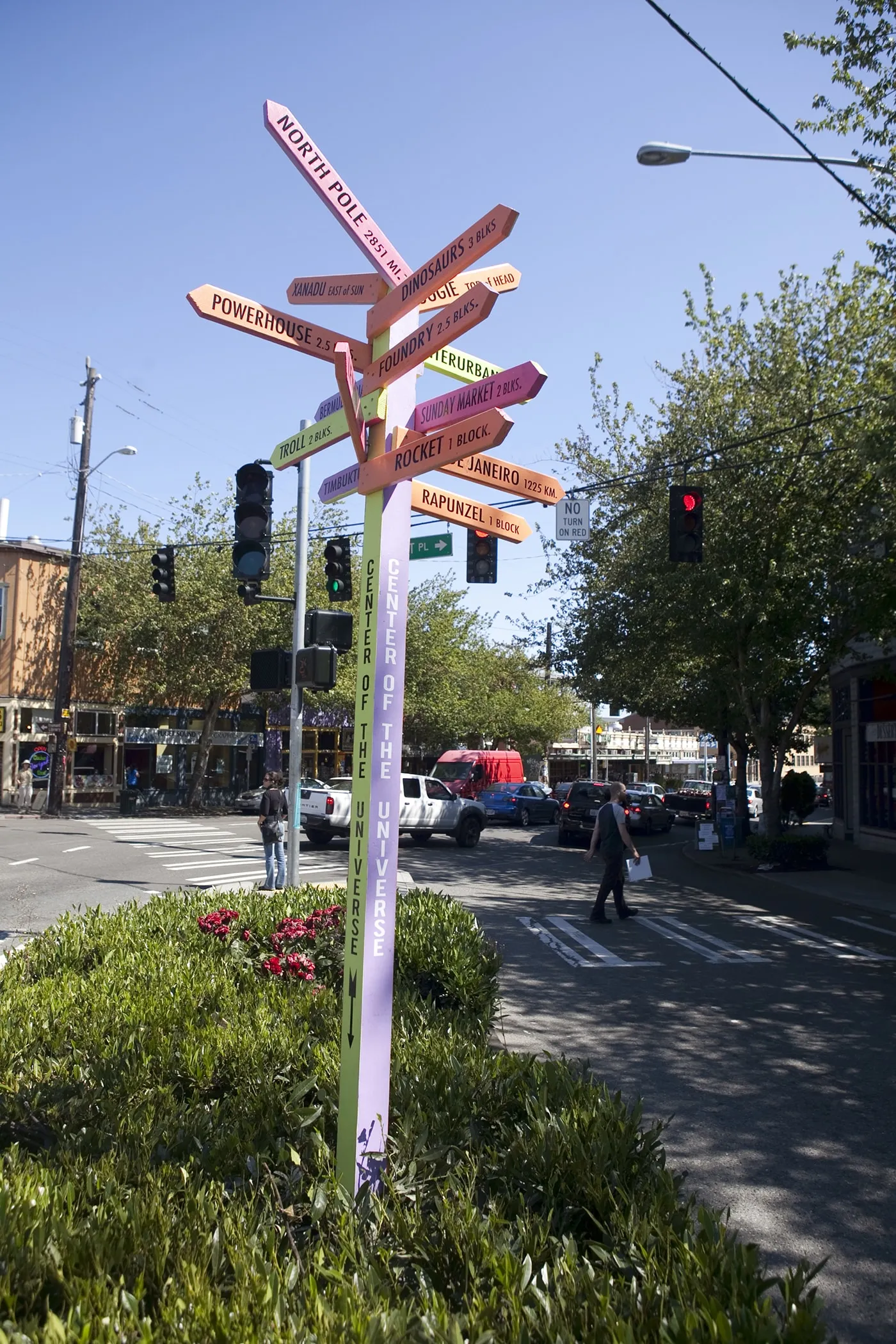 Guidepost in Fremont - the Center of the Universe - in Seattle, Washington.