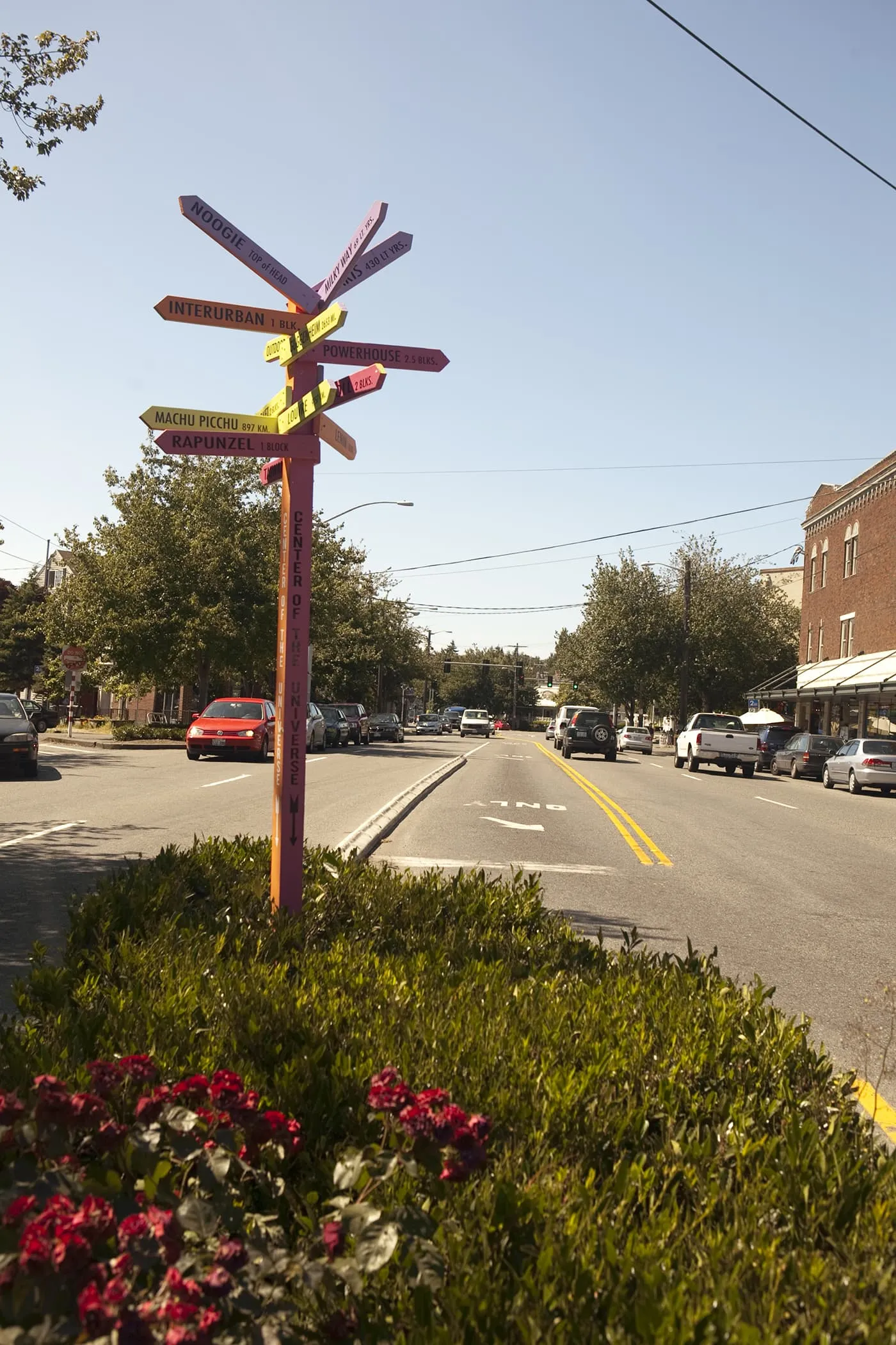 Guidepost in Fremont - the Center of the Universe - in Seattle, Washington.