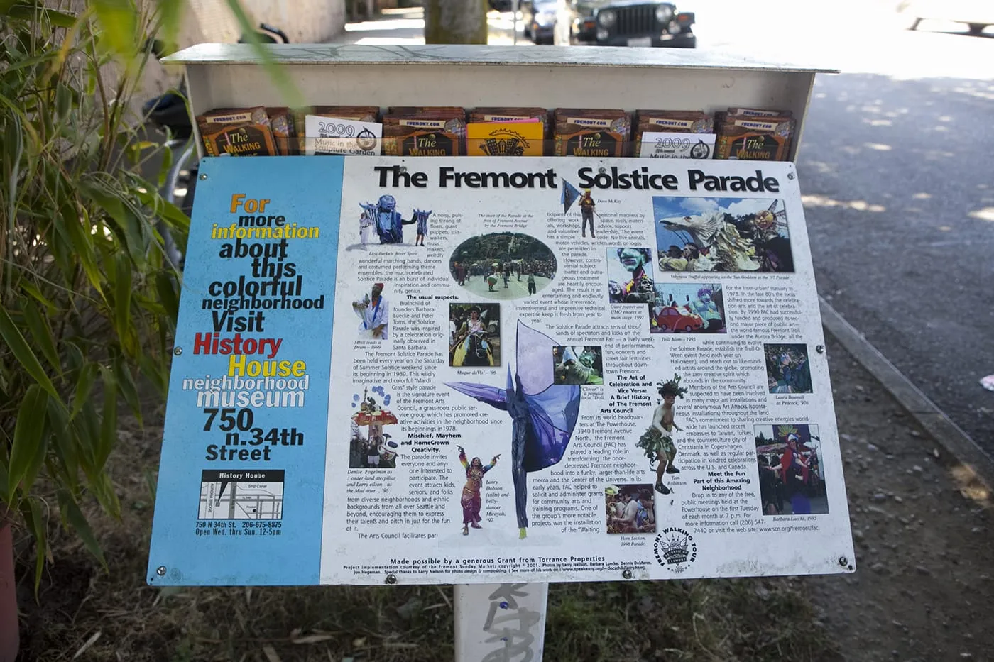 Solstice parade sign in Fremont, Seattle, Washington.