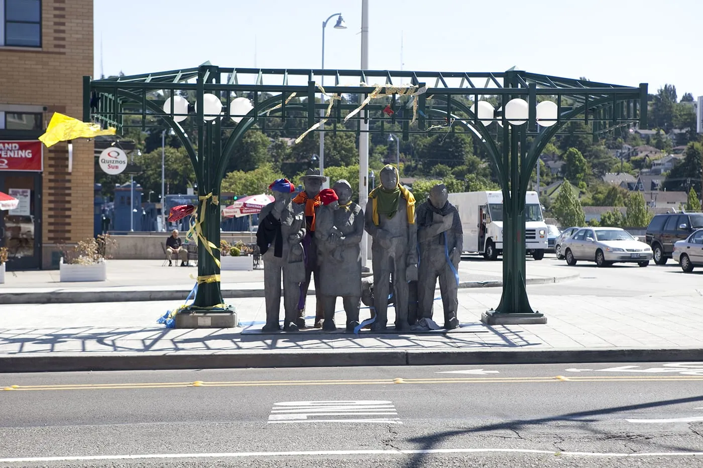 Waiting for the Interurban, a roadside attraction in the Fremont area of Seattle, Washington, that locals dress up for different occasions.