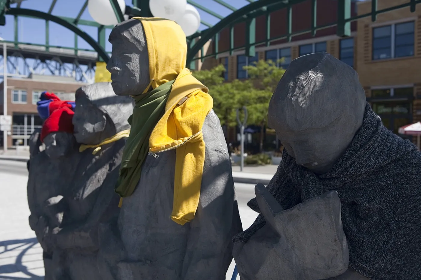 Waiting for the Interurban, a roadside attraction in the Fremont area of Seattle, Washington, that locals dress up for different occasions.