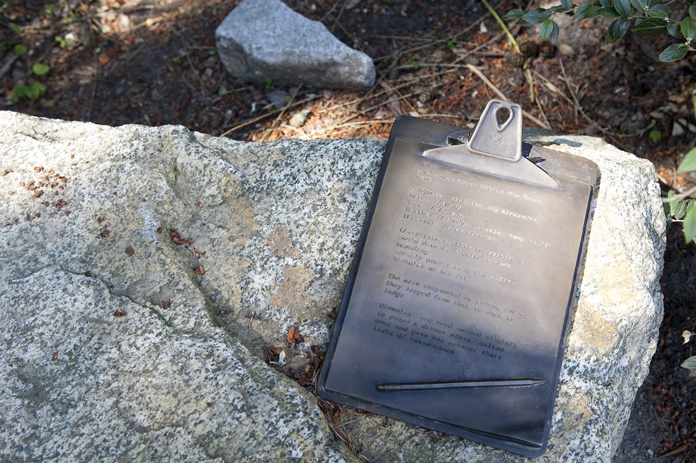 Fieldnotes Clipboard sculpture at Woodland Park Zoo in Seattle, Washington