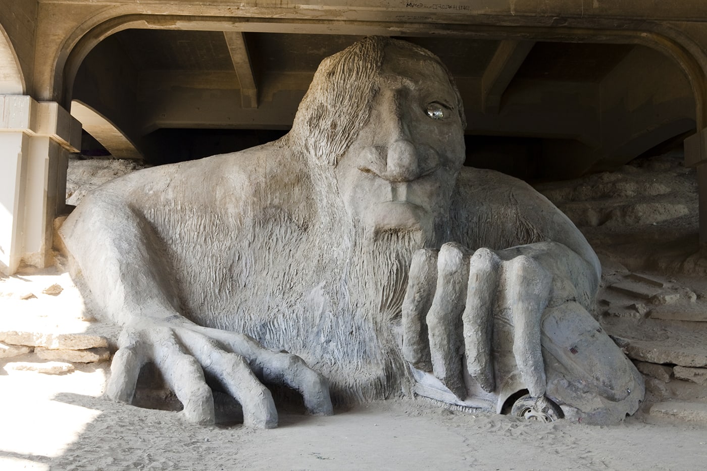 The Fremont Troll, a roadside attraction in Seattle, Washington.