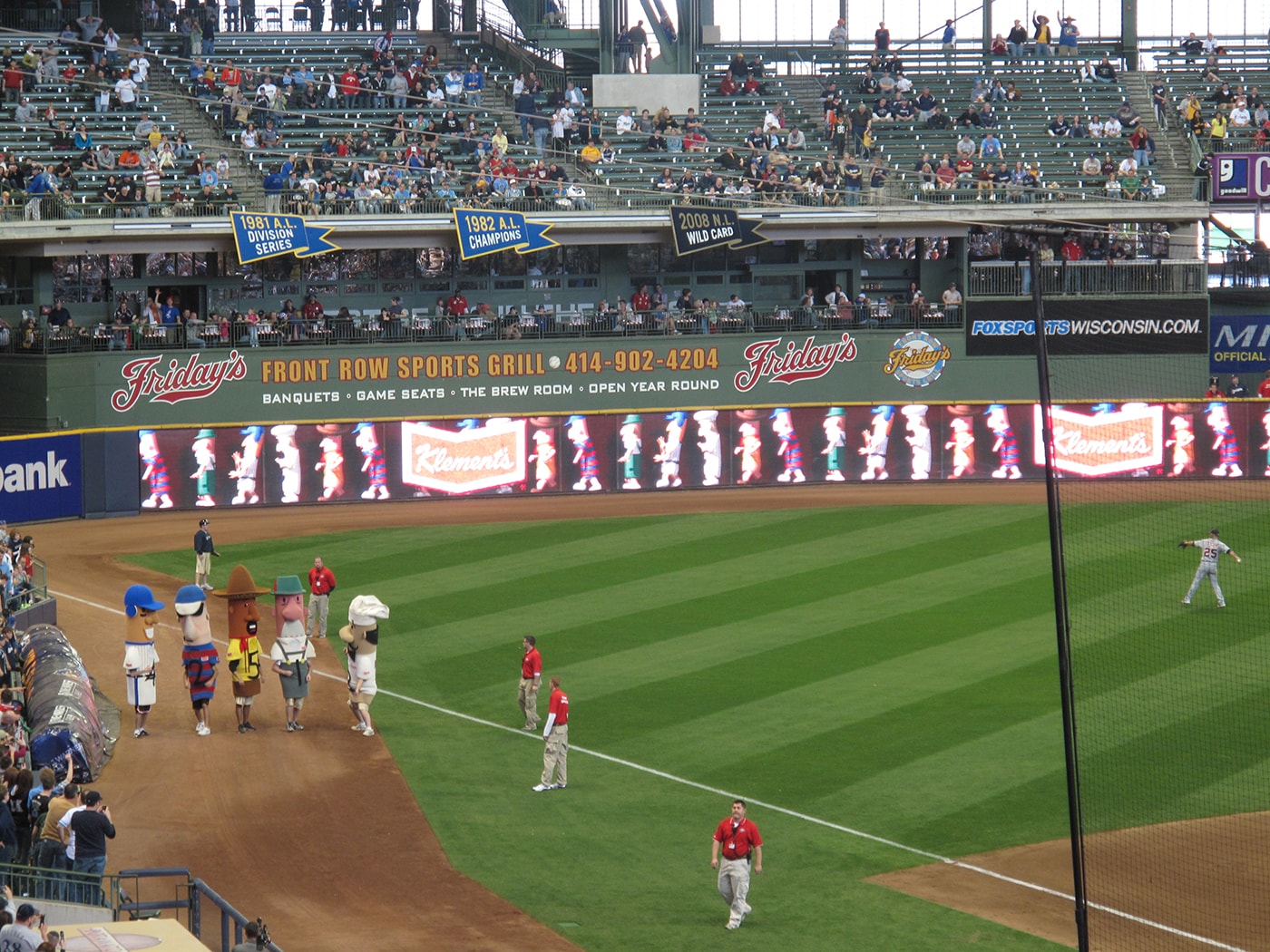 Sausage race at a Brewers game at Millers Park in Milwaukee.