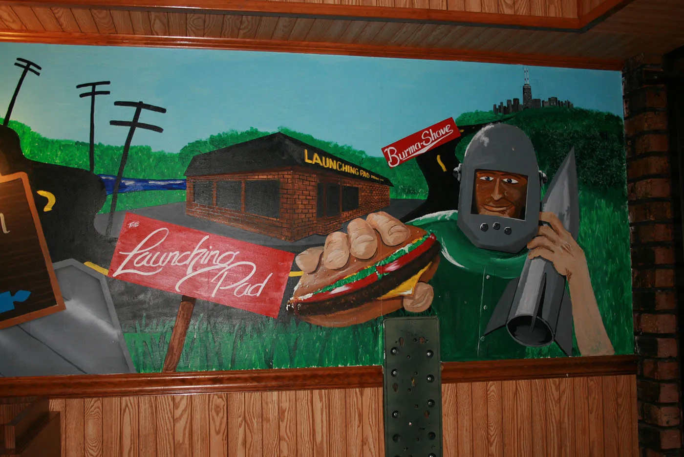 Gemini Giant Mural at the Launching Pad in Wilmington, Illinois