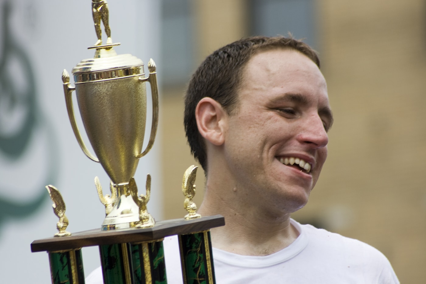 Joey Chestnut at the July 4th Coney Island Hot Dog Eating Contest