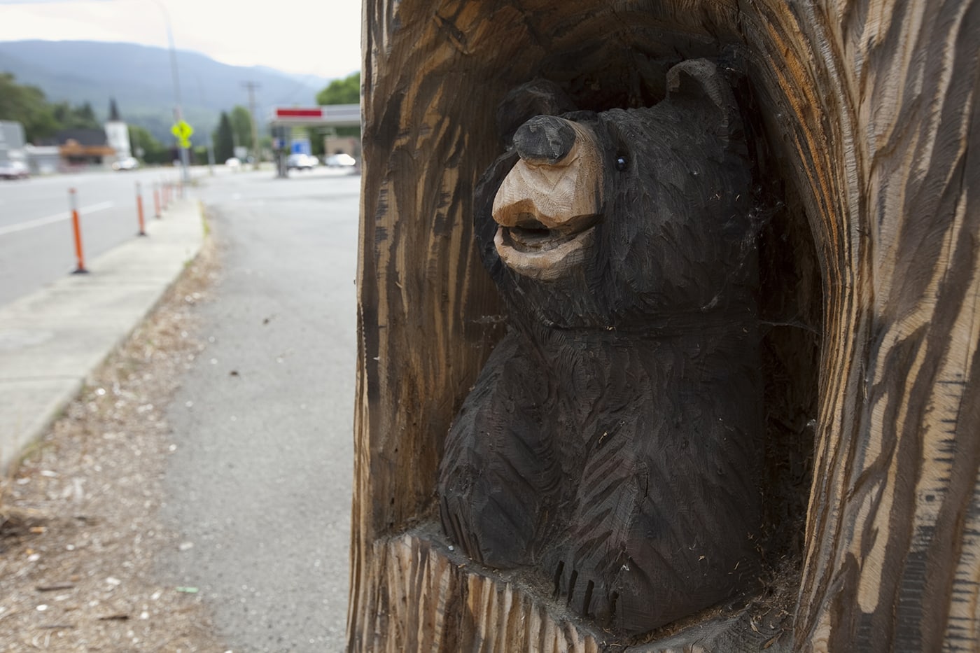 Little Roadside Tavern Bear in Everson, Washington - Carved bear roadside attraction outside of the Little Roadside Tavern in Everson, Washington.