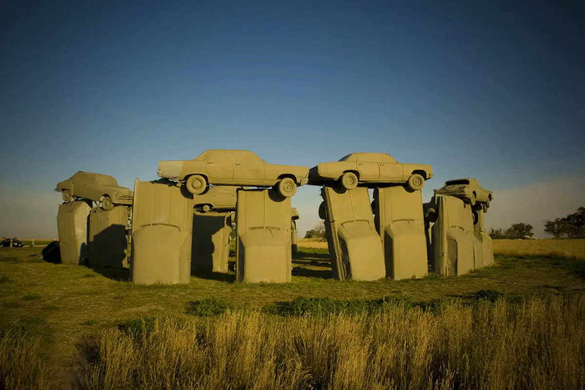 Carhenge, a Stonehenge replica made from cars, in Alliance, Nebraska - Roadside Attractions in Nebraska