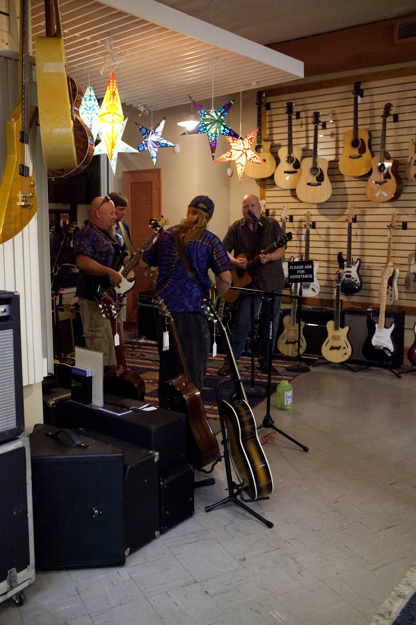 Performance at a guitar shop in Winston-Salem, North Carolina.