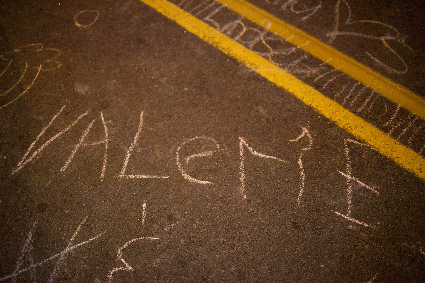 Valerie in chalk on the ground