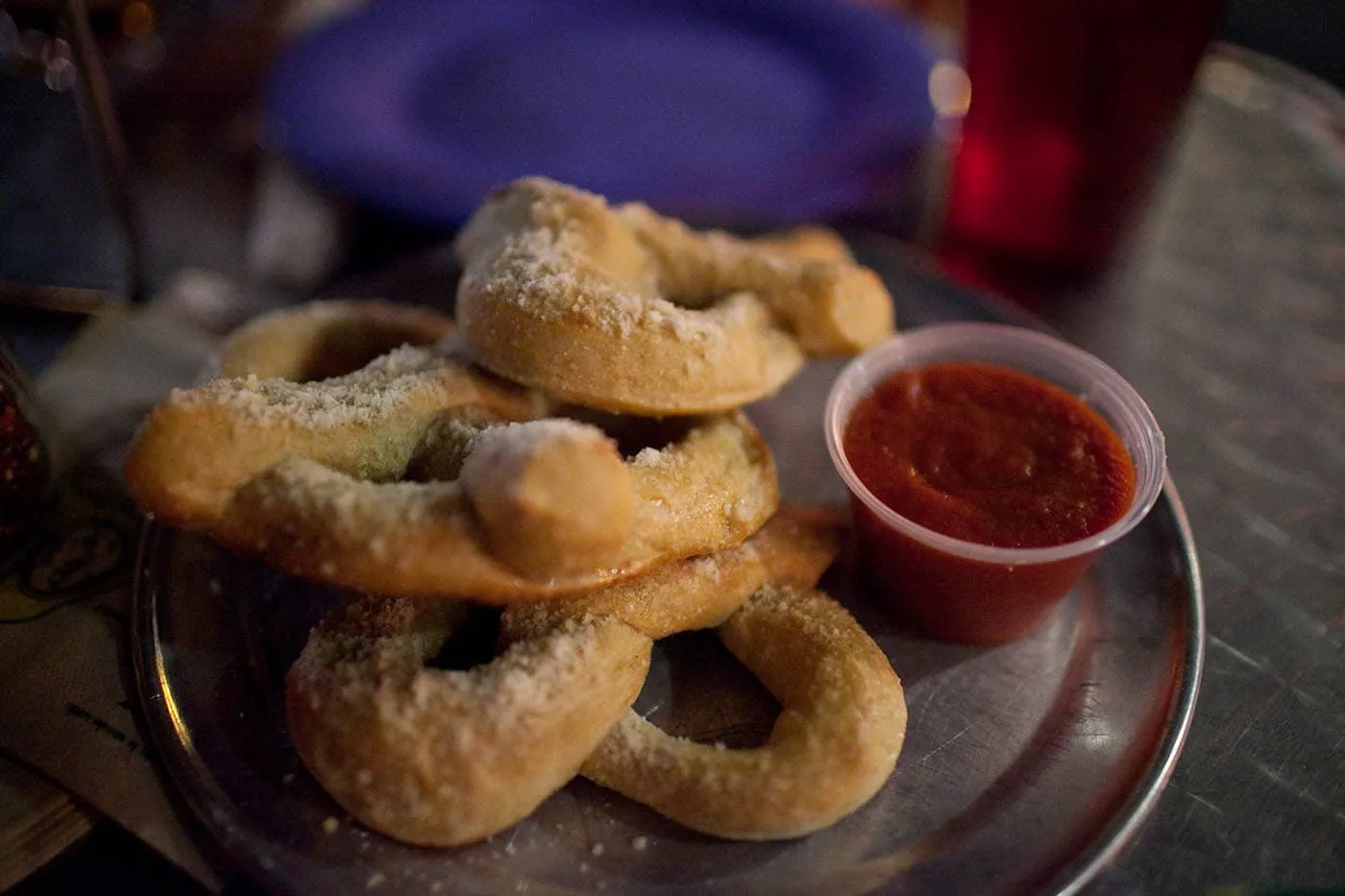 Garlic parmesan pretzels from Mellow Mushroom in Winston-Salem, North Carolina.