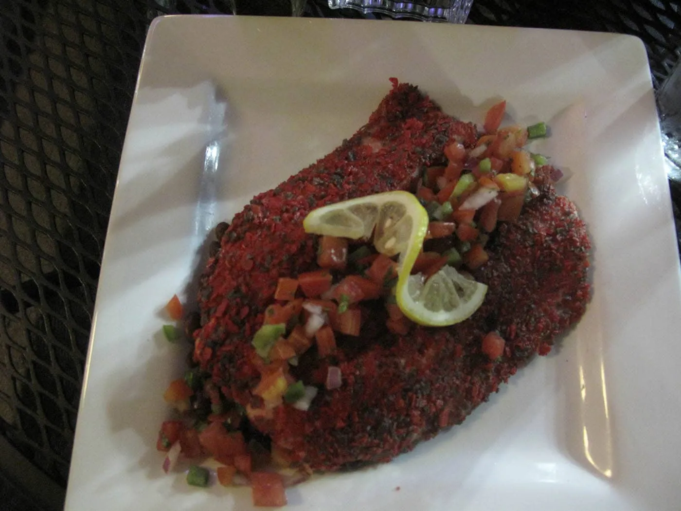 Tortilla crusted fish in downtown Charlottesville, Virginia.