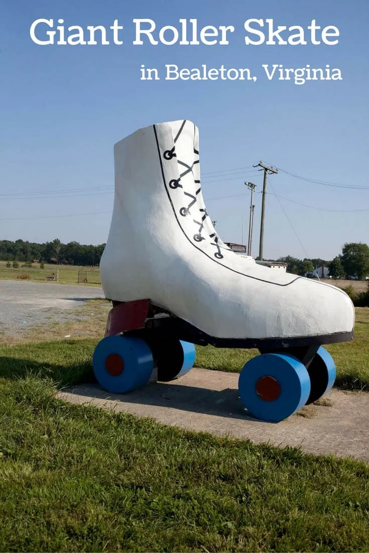 When you rent skates, aren't they always too big? Well, this Giant Roller Skate in Bealeton, Virginia is meant to be a BIG weird roadside attraction. Add this Virginia road trip idea to your travel bucket list and visit with kids or adults on vacation.
#VirginiaRoadsideAttractions #VirginiaRoadsideAttraction #RoadsideAttractions #RoadsideAttraction #RoadTrip #VirginiaRoadTrip #VirginiaBucketList #VirginiaRoadTripIdeas #WeirdRoadsideAttractions #RoadTripStops #USARoadsideAttractions #USA