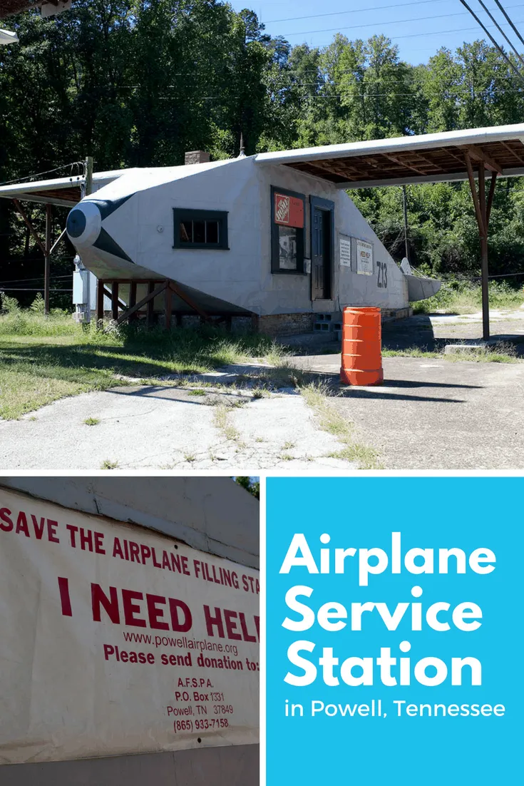 Photos of the Airplane Service Station a roadside attraction in Powell, Tennessee. This unique gas station is an iconic Tennessee roadside attraction. Visit this place to see in Tennessee on a road trip, add it to your travel itinerary, and check it off your bucket list.
#TennesseeRoadsideAttractions #TennesseeRoadsideAttraction #RoadsideAttractions #RoadsideAttraction #RoadTrip #TennesseeRoadTrip #TennesseeBucketList #ThingsToDoInTennessee #WeirdRoadsideAttractions