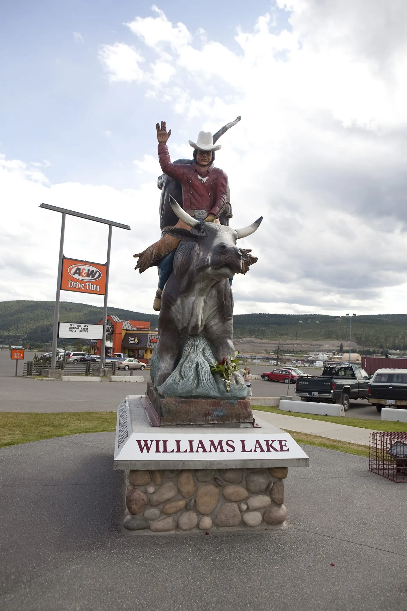 Heart of a Champion - Gerry James Palmantier cowboy statue  in Williams Lake, British Columbia, Canada.