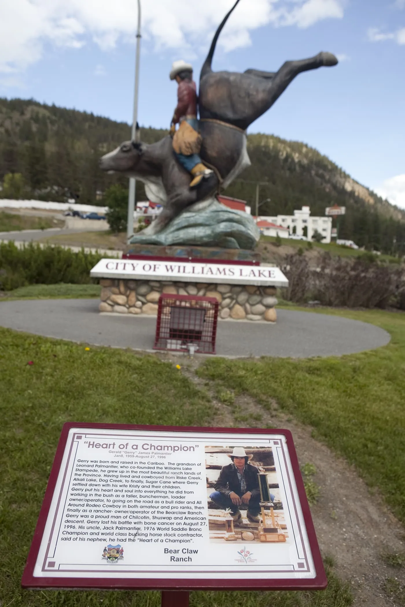 Heart of a Champion - Gerry James Palmantier cowboy statue  in Williams Lake, British Columbia, Canada.