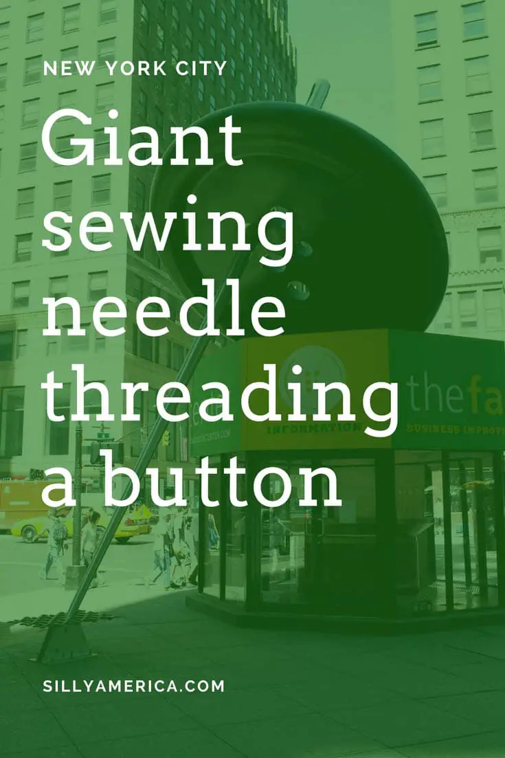 This giant sewing needle threading a button is a weird roadside attraction in New York City that serves as an homage to the city's fashion industry. Visit on your road trip through New York or New York City vacation.
#NewYorkRoadsideAttractions #NewYorkRoadsideAttraction #RoadsideAttractions #RoadsideAttraction #RoadTrip #NewYorkRoadTrip #NewYorkRoadTripBucketLists #NewYorkBucketLists #NewYorkRoadTripTravelGuide #ThingsToDoInNewYork