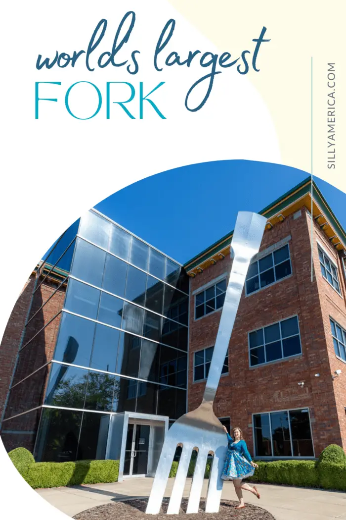 On your road trip, you may come to a fork in the road & have to choose which path to take. Or, you may come to the World's Largest Fork in Springfield, Missouri & stop at this weird roadside attraction for photos! Add this travel destination to your Missouri road trip itinerary and travel bucket lists! #RoadTrips #RoadTripStop #Route66 #Route66RoadTrip #MissouriRoute66 #Missouri #MissouriRoadTrip #MissouriRoadsideAttractions #RoadsideAttraction #RoadsideAmerica #RoadTrip #MufflerMan