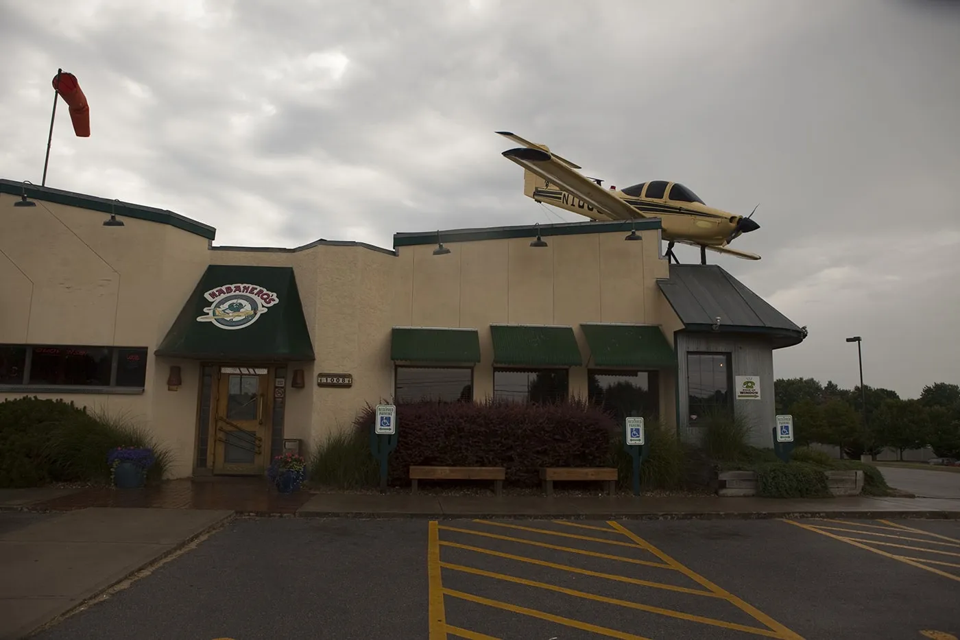 Airplane on a Restaurant's Roof at Habanero's Mexican Restaurant in Lee's Summit, Missouri.