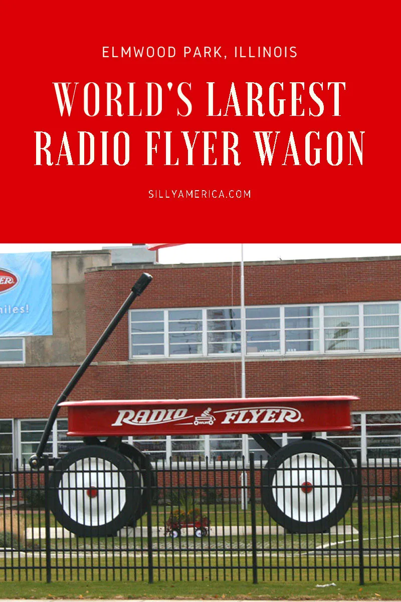 The World's Largest Radio Flyer wagon was constructed in 1997 for the company's 80th anniversary. The giant toy lives outside the company's headquarters near Chicago. Visit this weird roadside attraction on a Chicago road trip through Illinois and add the big toy to your travel bucket list and itinerary.
#IllinoisRoadsideAttractions #IllinoisRoadsideAttraction #RoadsideAttractions #RoadsideAttraction #RoadTrip #IllinoisRoadTrip #WeirdRoadsideAttractions #RoadTripStops