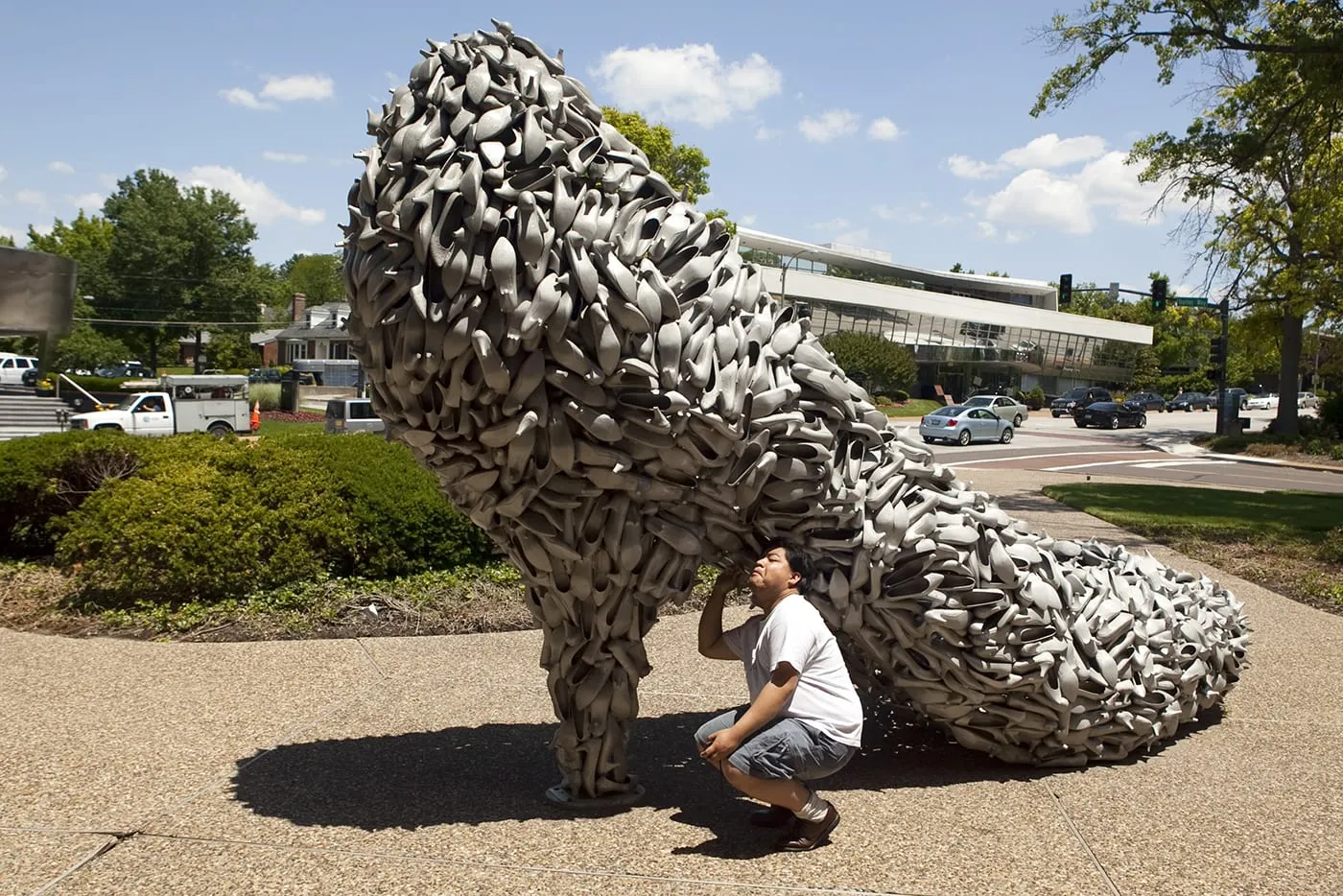 Big Shoe Made of Shoes in Clayton, Missouri