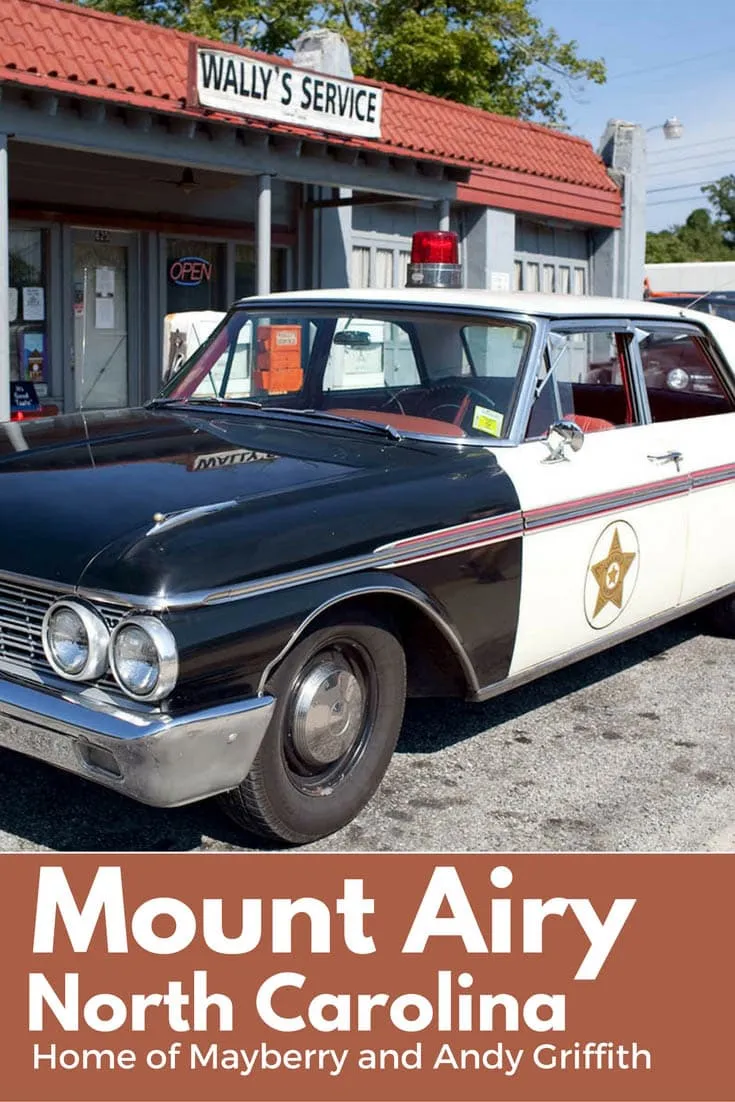 Mount Airy, North Carolina is the birthplace of actor Andy Griffith and the inspiration behind Mayberry, the fictional from TV's The Andy Griffith Show. Visit the town on your North Carolina road trip and add this travel destination to your bucket list. A fun thing to do with kids and adults for a little nostalgia.
#NorthCarolinaRoadsideAttractions #NorthCarolinaRoadsideAttraction #RoadsideAttractions #RoadTrip #NorthCarolinaRoadTrip #NorthCarolinaBucketList #RoadTripStops