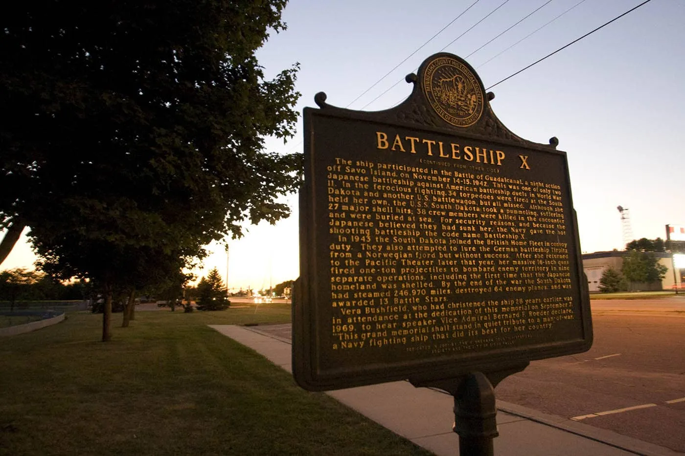 Concrete Outline of USS South Dakota in Sioux Falls, South Dakota