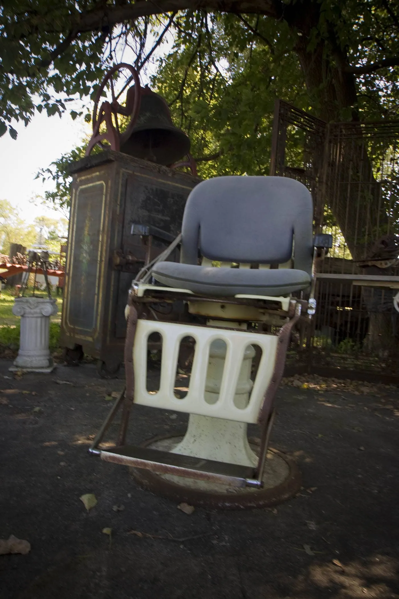 Old dentist chairs. The world's largest scrap metal sculpture, Dr. Evermor's Forevertron at Delaney's Surplus Sales in Sumpter, Wisconsin, is meant for intergalactic travel. Visit this weird roadside attraction on a Wisconsin road trip.