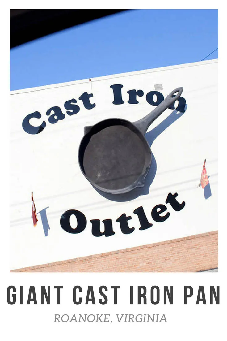 The giant cast iron skillet in Roanoke, Virginia might not be functional, but if it pans out, the Virginia roadside attraction is a worthy Virginia road trip stop. Stop for photography of this weird roadside attraction and add it to your travel itinerary and list of road trip ideas for travel with kids or adults.
#VirginiaRoadsideAttractions #VirginiaRoadsideAttraction #RoadsideAttractions #RoadsideAttraction #RoadTrip #VirginiaRoadTrip #WeirdRoadsideAttractions #RoadTripStops