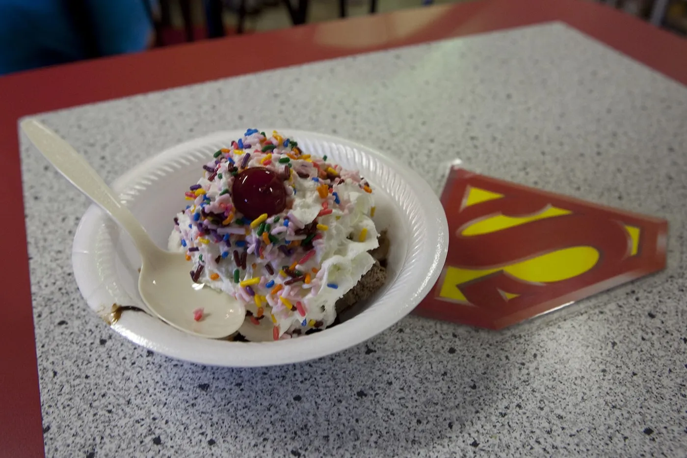 Ice cream sundae at SuperTAM on 66 - Superman Memorabilia & Ice Cream in Carterville, Missouri