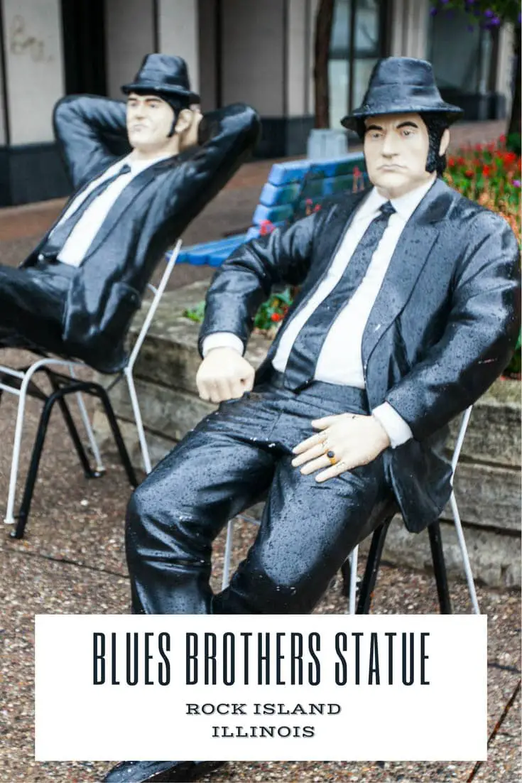 Rock Island, Illinois celebrates the birthplace of Jake and Elwood Blues, the Blues Brothers. Find these Blues Brothers statues downtown in the Quad Cities. A Illinois roadside attraction for movie lovers to visit on a Great River Road road trip.  #IllinoisRoadsideAttractions #IllinoisRoadsideAttraction #RoadsideAttractions #RoadsideAttraction #RoadTrip #IllinoisRoadTrip #IllinoisWeekendGetaways #IllinoisWithKids #IllinoisRoadTripItinerary #IllinoisRoadTripMap #IllinoisRoadTripTravel