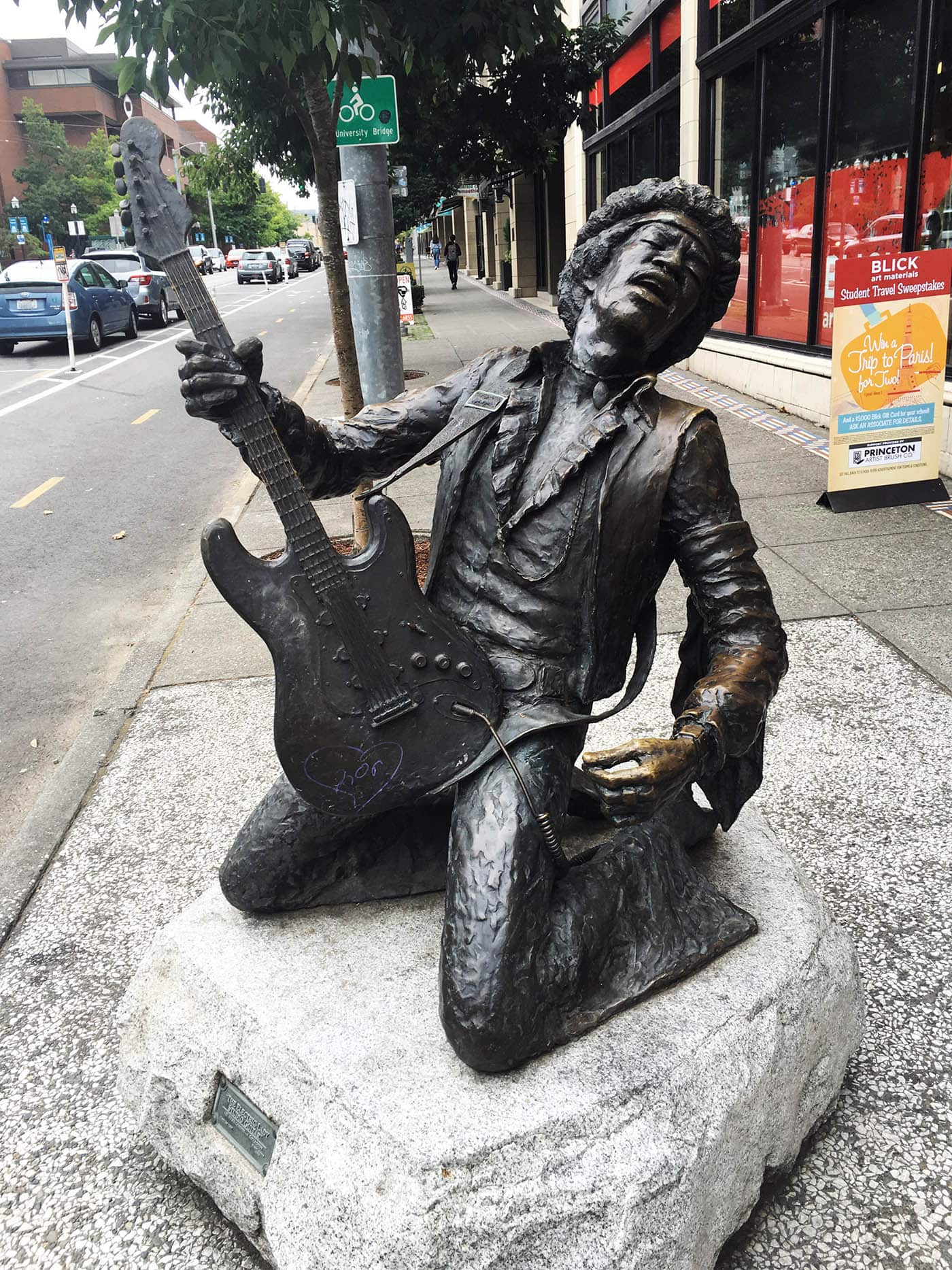 Bronze Jimi Hendrix Statue in Seattle, Washington