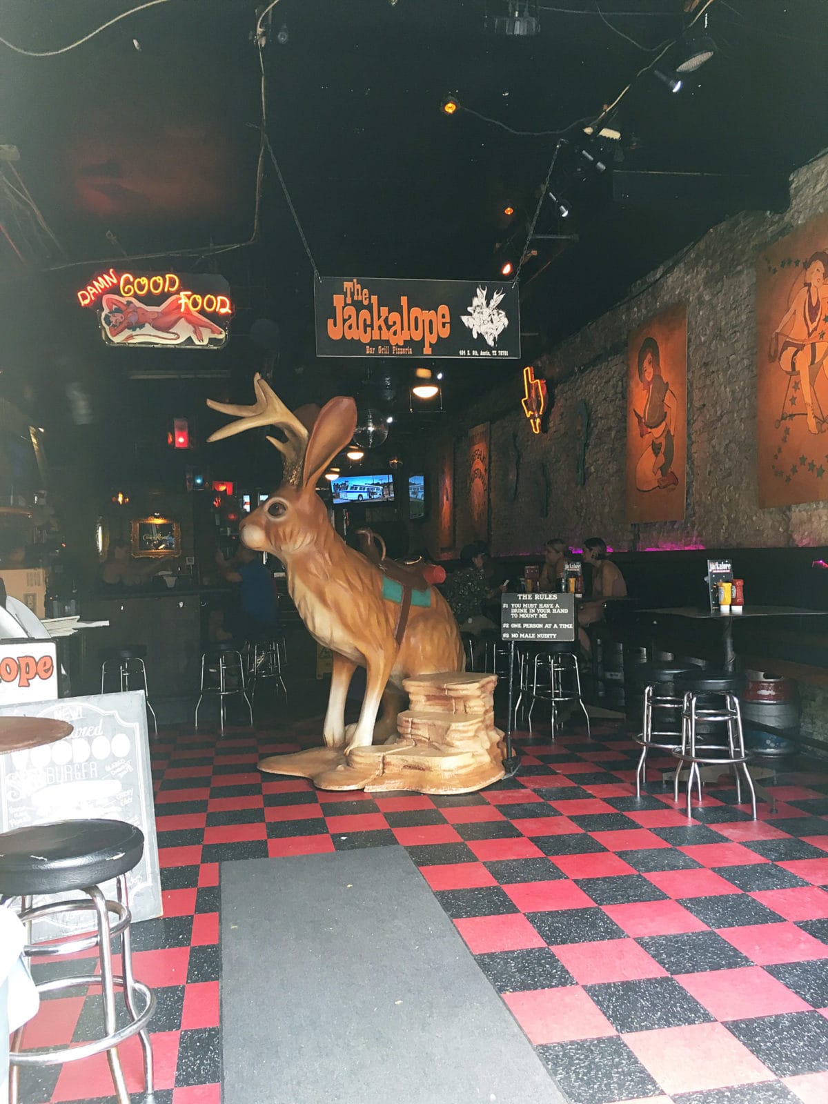 Fiberglass Jackalope at the Jackalope Bar in Austin, Texas