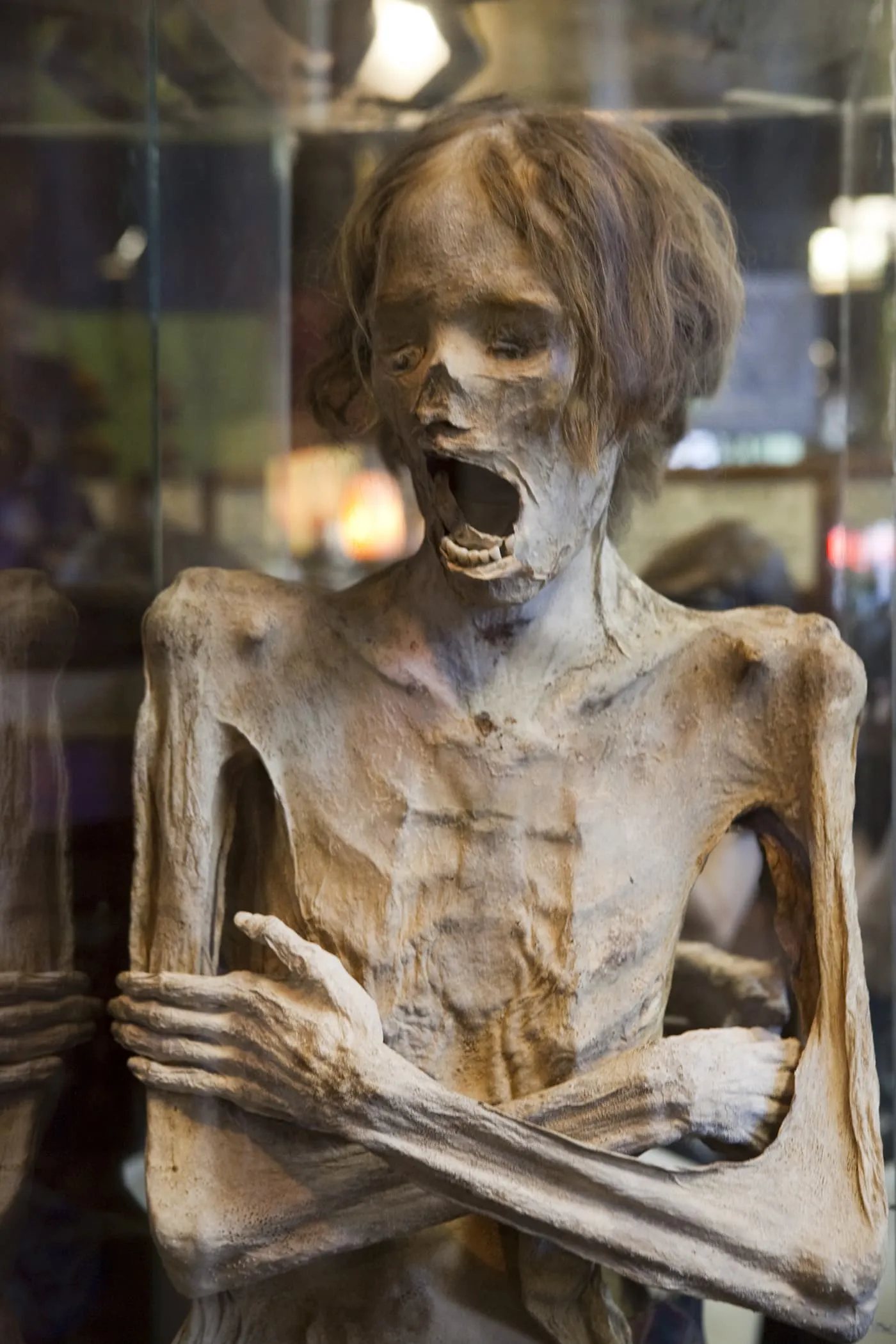 Mummified man at Ye Olde Curiosity Shoppe in Seattle, Washington