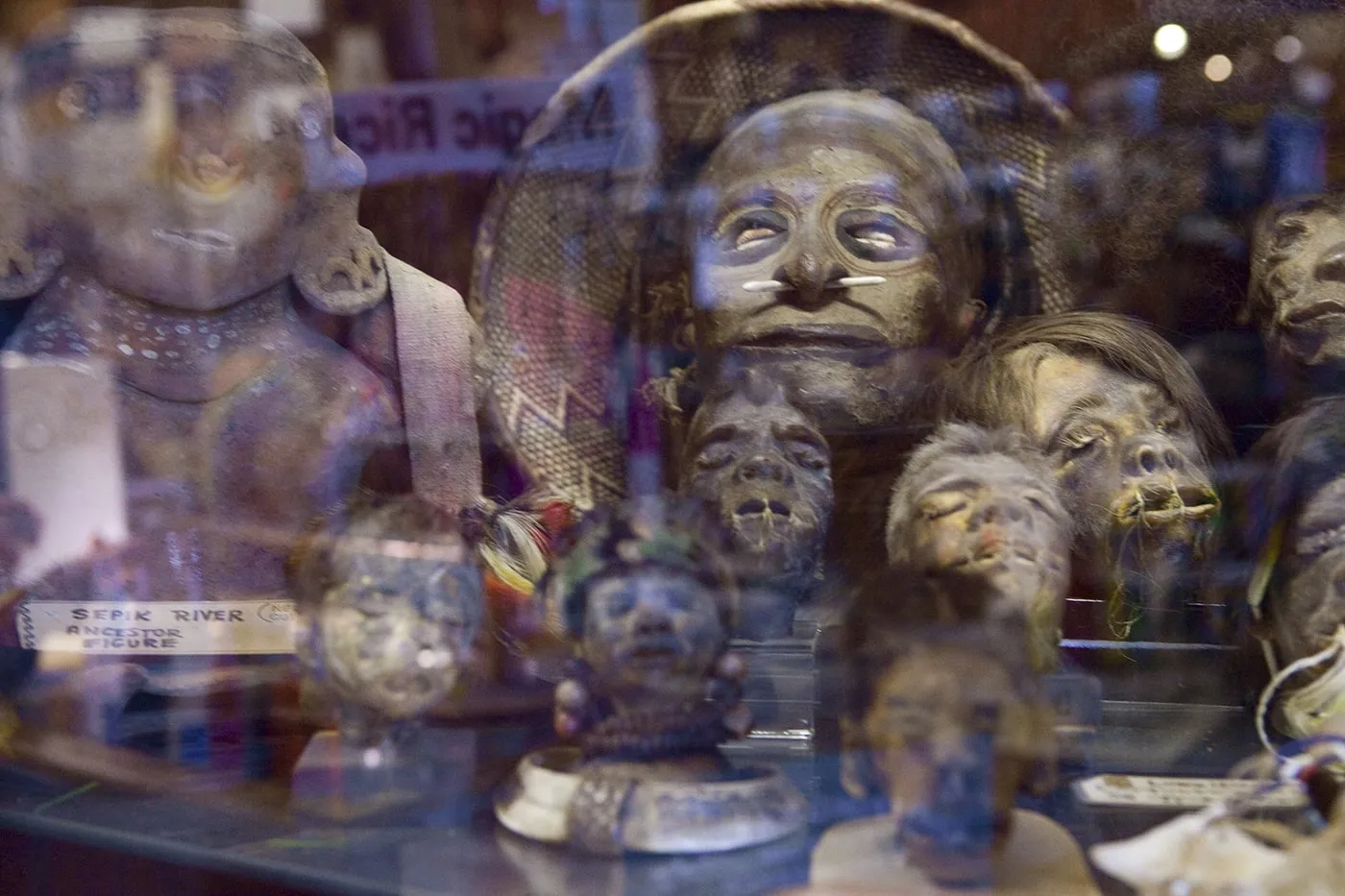 Shrunken heads at Ye Olde Curiosity Shoppe in Seattle, Washington