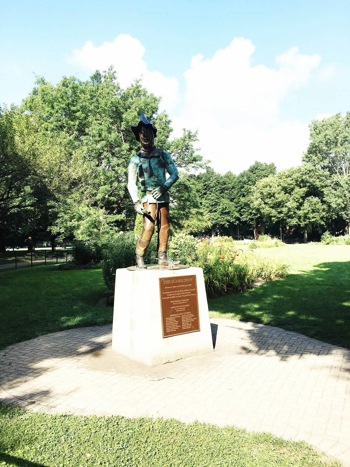 The Scarecrow statue at Oz Park in Chicago, Illinois - a Wizard of Oz themed Park.