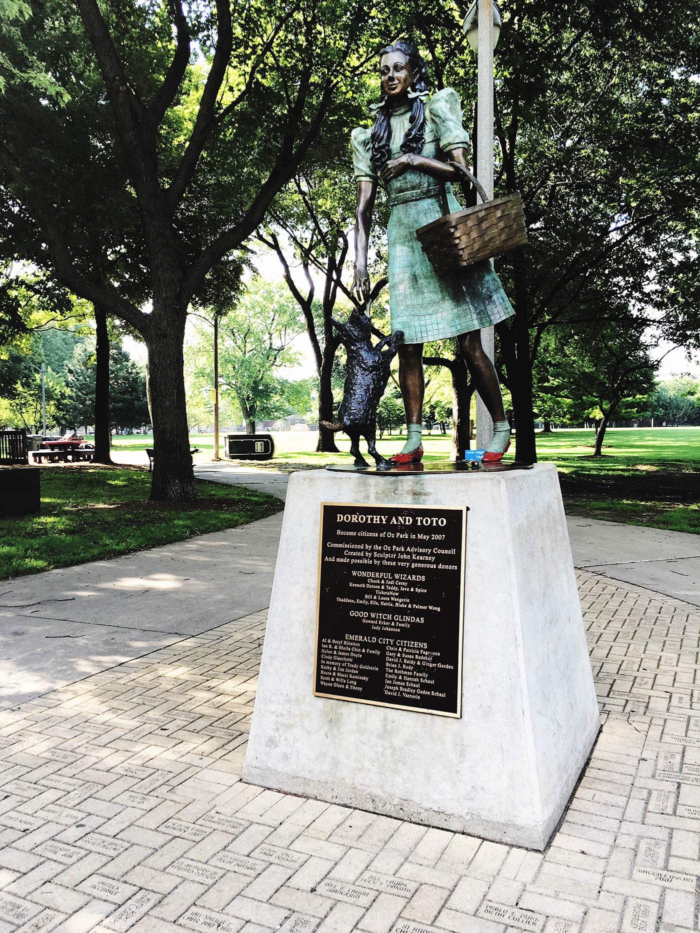 Dorothy and Toto  statue at Oz Park in Chicago, Illinois - a Wizard of Oz themed Park.